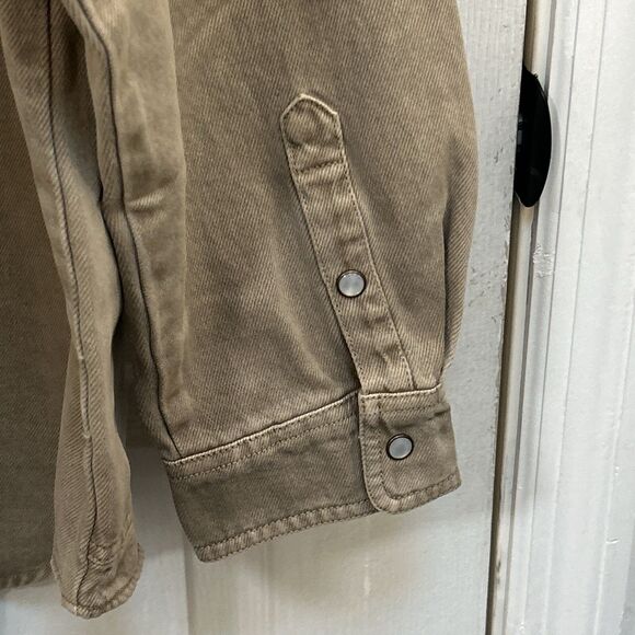 NWT WILD FABLE Snap Front Long Sleeve Shirt Jacket, Brown Wash Size Large - Picture 12 of 16
